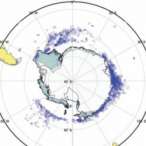 Icebergs mapped in antarctic usiing altimeter
